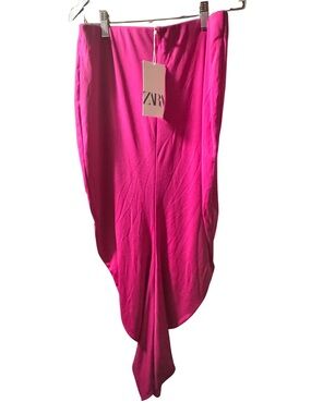 ZARA Fuchsia Draped Midi Skirt